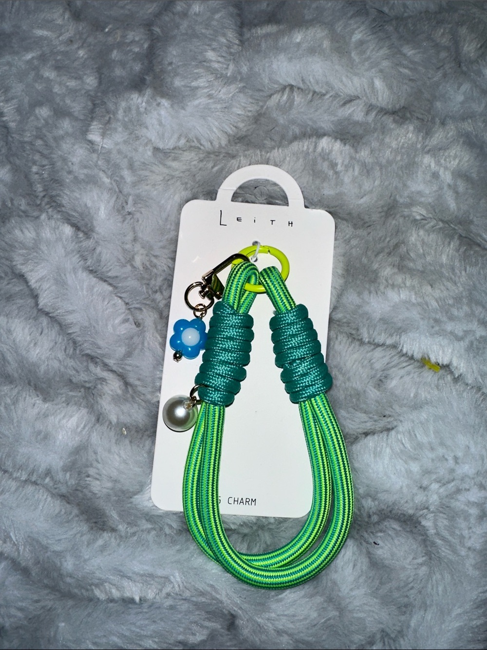 Leith Neon Green Multi-Strand Charm Keychain